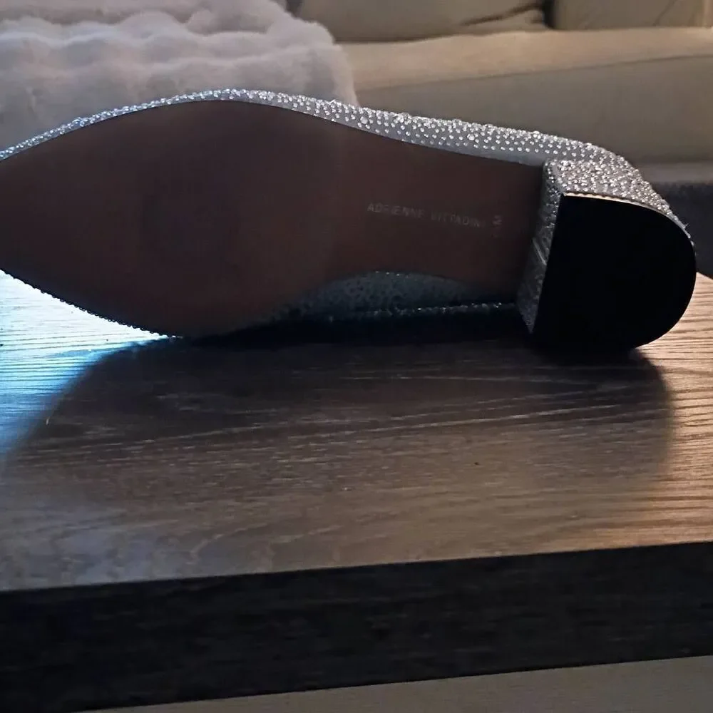 Adrianne Vittadini Women's Heels Size 7.5 Silver in color, embossed with glitter
